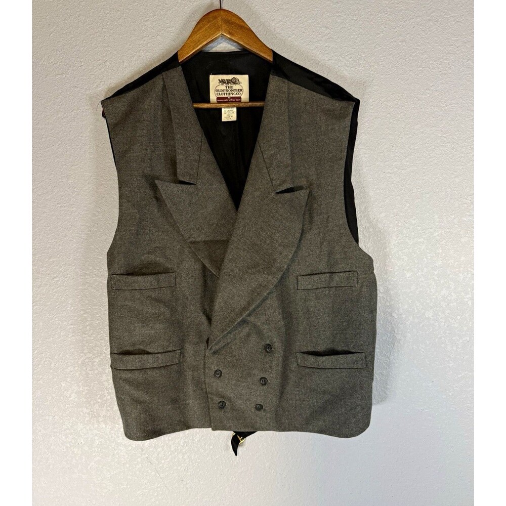 The Old Frontier Clothing Co Wool Double Breasted Formal Vest XL Gray/Black 215
